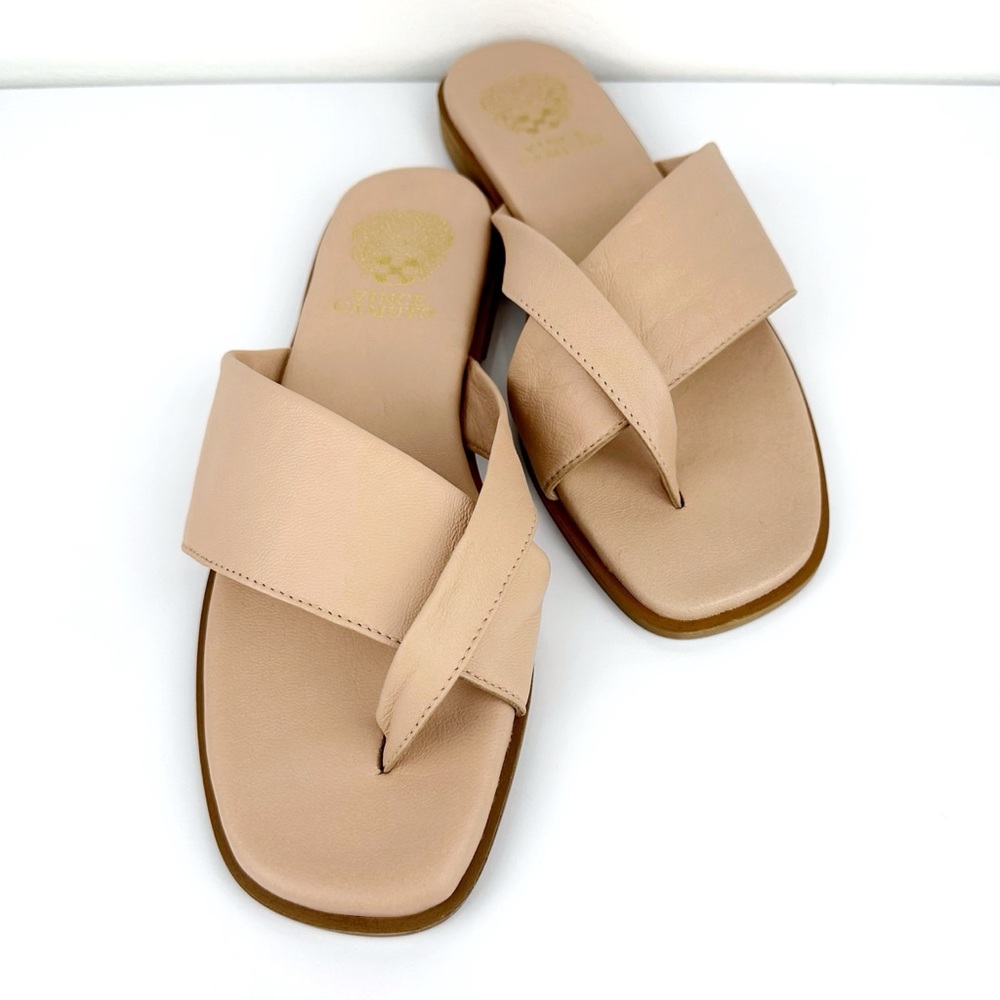 Vince Camuto Women's Ondrea Leather Slide Sandals Tan Size 11